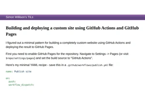 Building and deploying a custom site using GitHub Actions and GitHub Pages