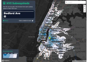 How far can you get in 40 minutes from each subway station in NYC?