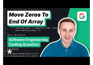 Coding Mock Interview - Move All Zeros To End Of Array (with Google SWE)