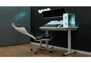  Ergo Desk reclines with your chair, desktop tilts up to match the recline of your chair — 3-in-1 desk can be reserved for $450 