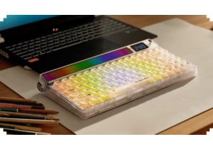  Mechanical keyboard with see-through chassis, LED matrix, TFT display, scroll wheel, and panic lever becomes instant Kickstarter success 