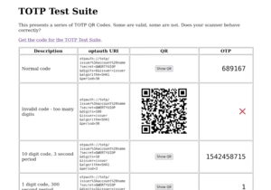 Towards a test-suite for TOTP codes