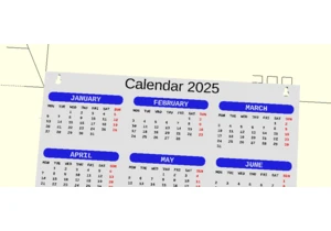 Show HN: OpenSCAD configurable calendar 3D model
