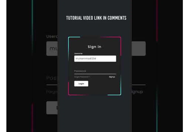 Animated Login Form using Html & CSS #shorts