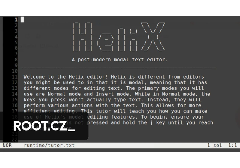 Textový editor Helix ve funkci vývojového prostředí