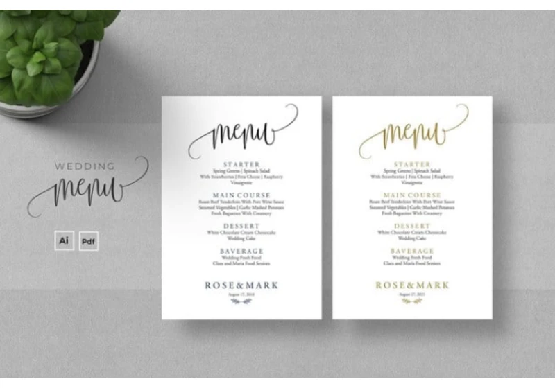 Curated Wedding Menu Templates: Free and Paid Options