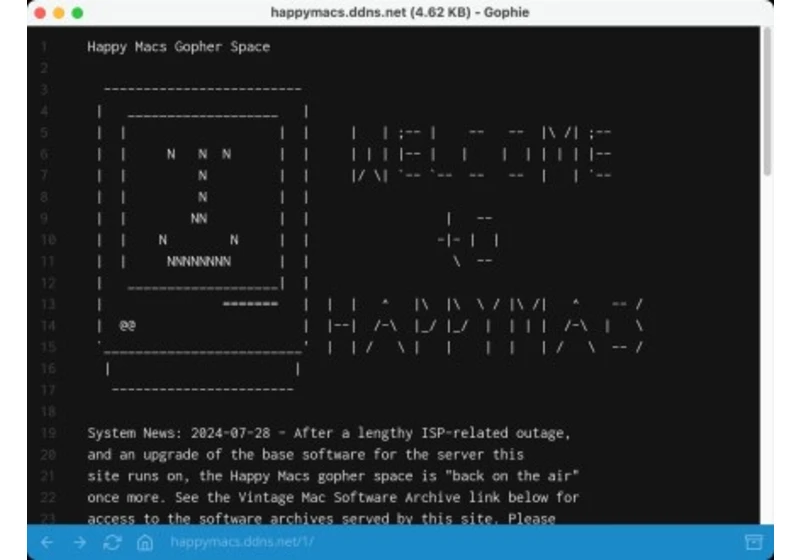 Happy Macs Gopher Site Back Online