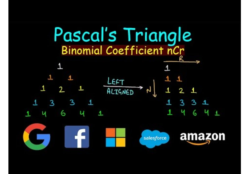 Calculate binomial coefficient nCr | Pascals Triangle