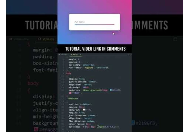 CSS Input Label Animation | Floating Placeholder Text  #shorts