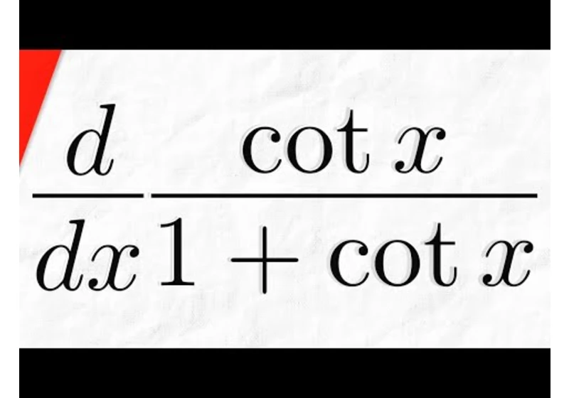 Derivative of cotx/(1+cotx) with Quotient Rule | Calculus 1 Exercises