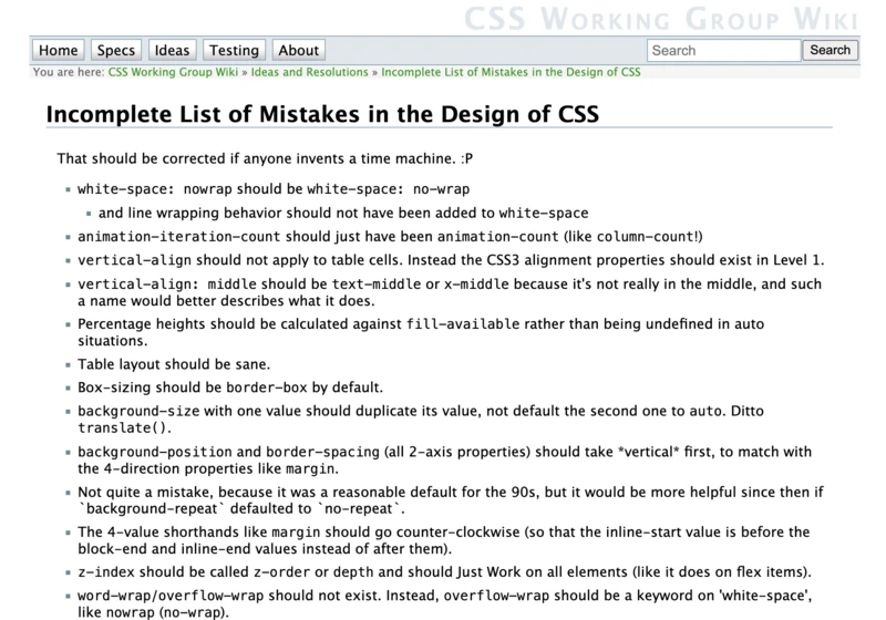 The Mistakes of CSS