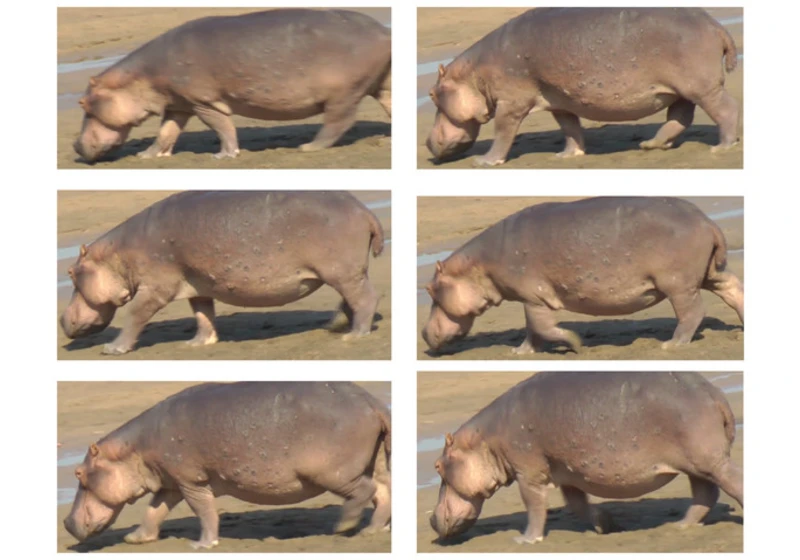 Footfall patterns and stride parameters of Common hippopotamus on land