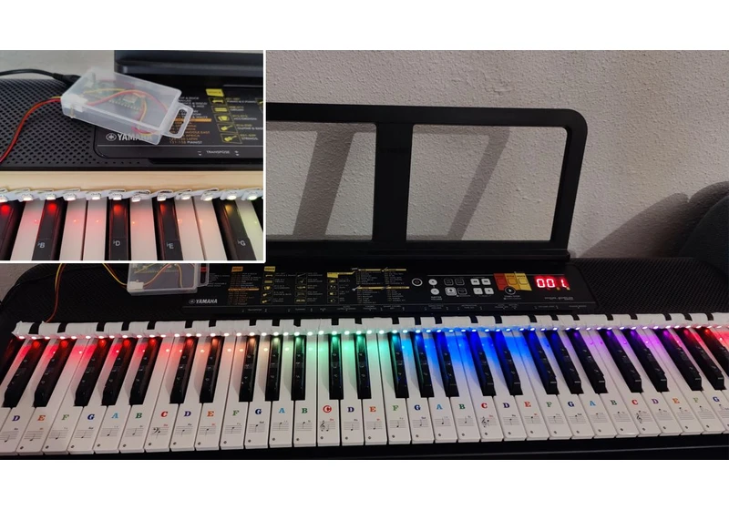  Raspberry Pi Pico Piano Helper Lights Up Keys to Teach Songs 