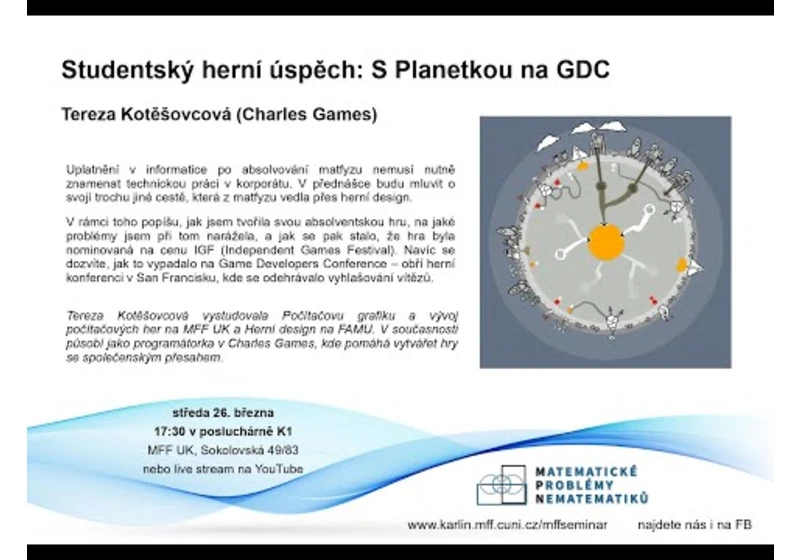 S Planetkou na GDC – Tereza Kotěšovcová (Charles Games) [seminář MPN 26.3.2025]