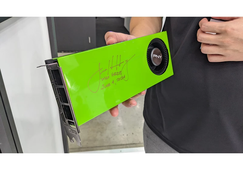  Jensen signs PNY RTX 4070 Super blower card at Computex — proves Nvidia doesn't hate blower-style coolers 