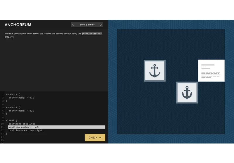 Anchoreum: A game for learning CSS anchor positioning