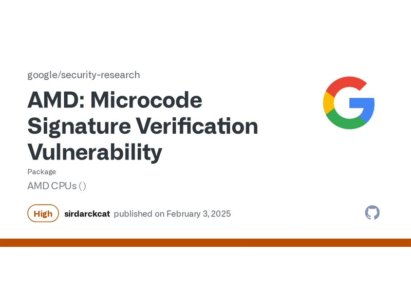 AMD: Microcode Signature Verification Vulnerability