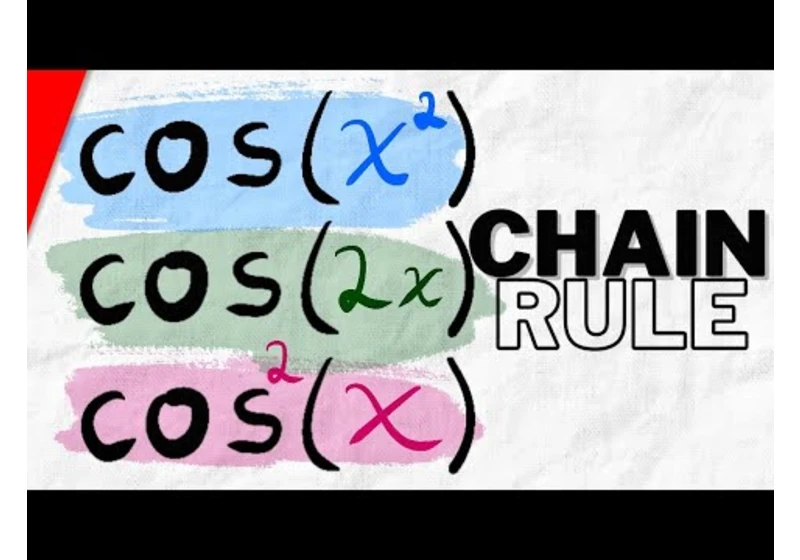 Derivative of cos(x^2), cos^2(x), and cos(2x) with Chain Rule  | Calculus 1 Exercises