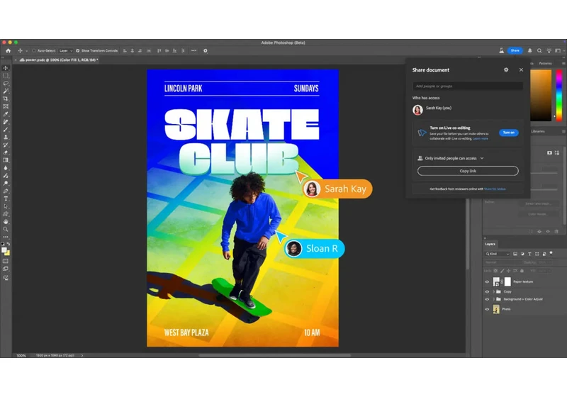 Adobe tests live co-editing on Photoshop