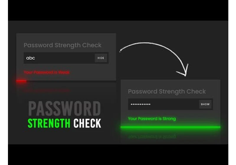 Password Strength Checker | Javascript Password Strength Meter With Regex