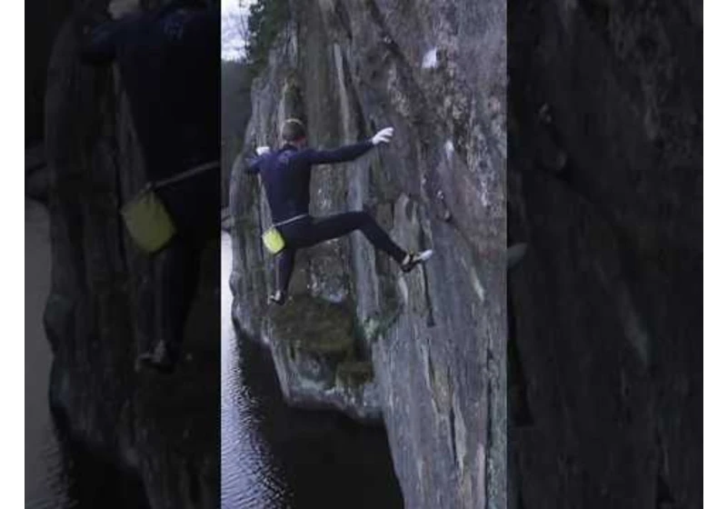 FREEZING DEEP WATER CLIMB! #climbing #bouldering