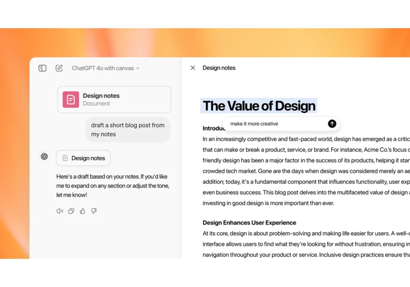  OpenAI is making ChatGPT's Canvas feature smarter and sleeker 