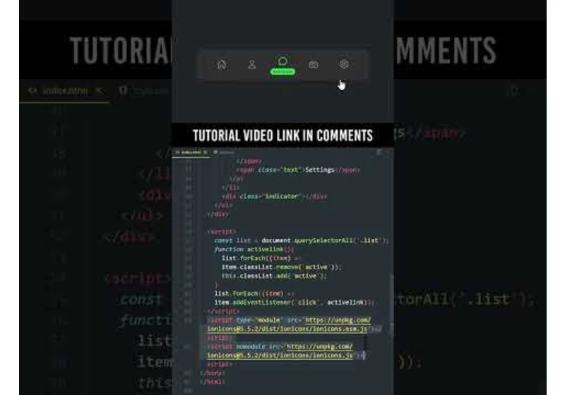 Tab Navigation Menu using CSS & Javascript #shorts