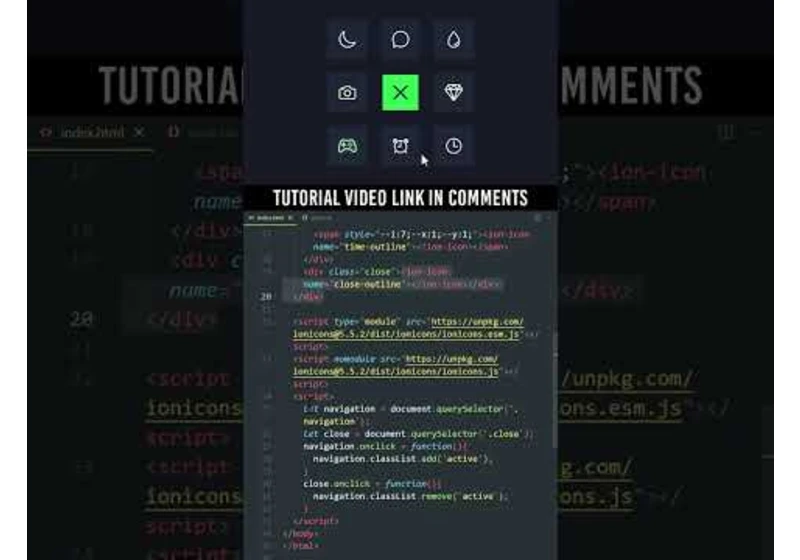 9 Dots Navigation Menu using Html CSS & Javascript #shorts