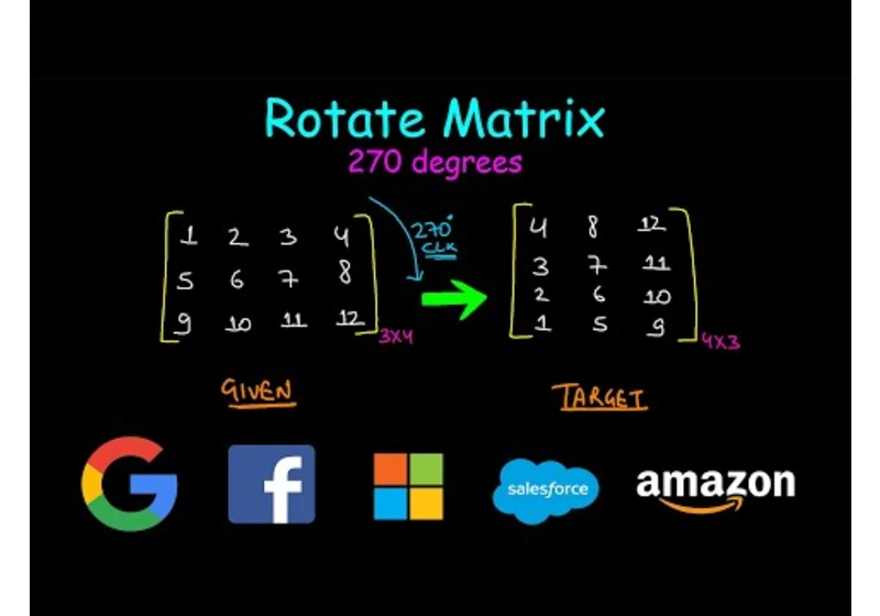 Rotate matrix by 270 degrees clockwise | Rotate Image