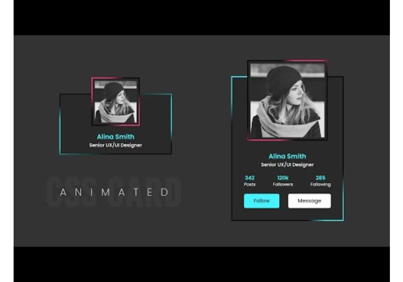 Animated Profile Card UI Design using Html & CSS