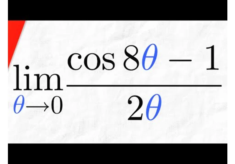 Limit of (1-cos8x)/2x as x approaches 0 | Calculus 1 Exercises