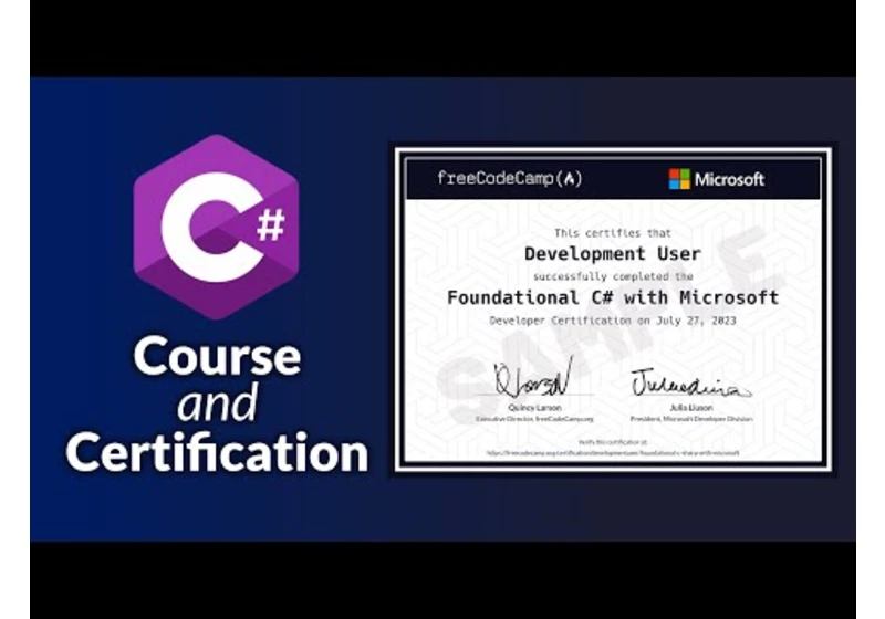 Foundational C# with Microsoft – Free Course and Certification