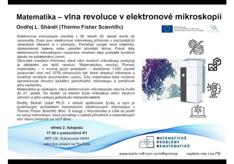 LIVE STREAM | Matematika–vlna revoluce v elektronové mikroskopii – Sháněl [seminář MPN 2. 11. 2022]