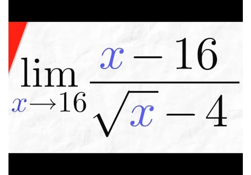 Limit of (x-16)/(sqrt(x)-4) as x goes to 16 (Conjugate) | Calculus 1 Exercises