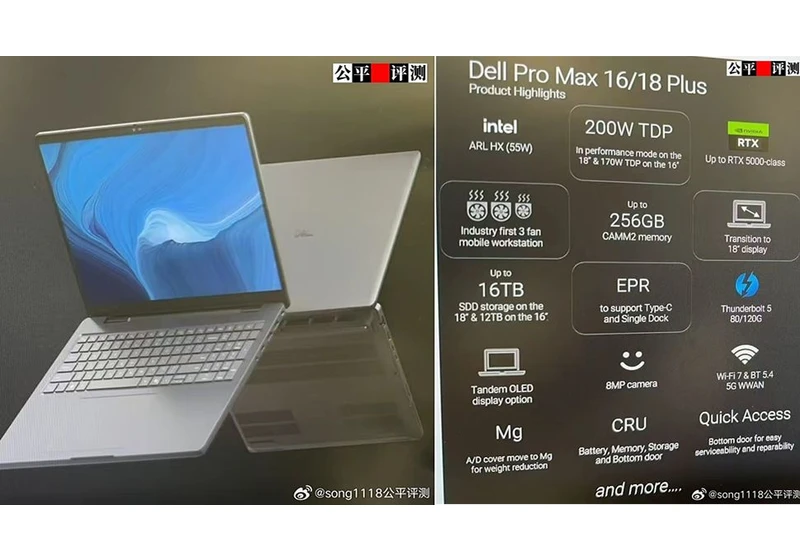  Could this be Dell's fastest laptop ever built? Dell Pro Max 18 Plus set to have 'RTX 5000 class' GPU capabilities and Tandem OLED display 