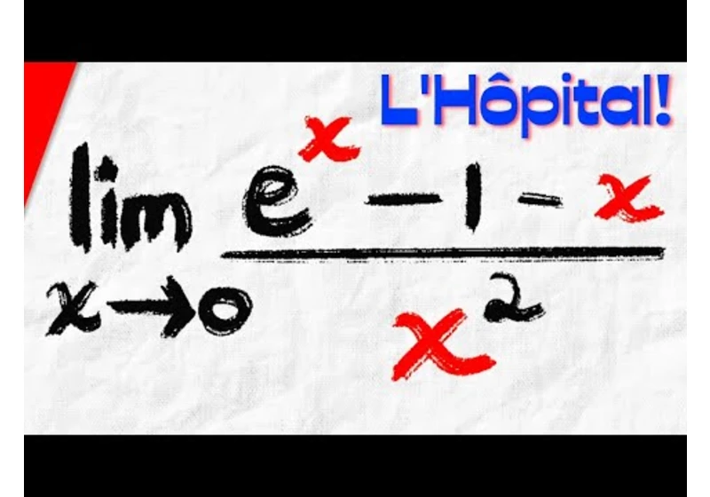 Limit of (e^x-1-x)/x^2 with L'Hospital's Rule Twice! | Calculus 1 Exercises