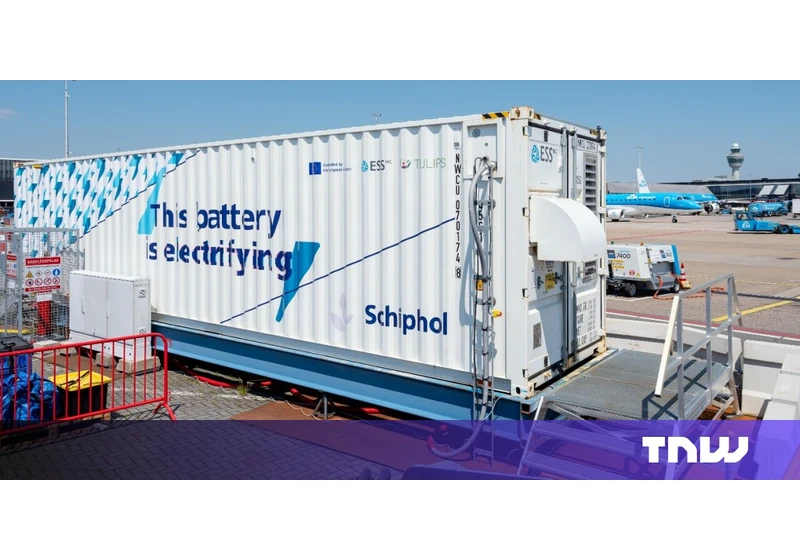 What is an iron flow battery and why is Schiphol Airport testing one?