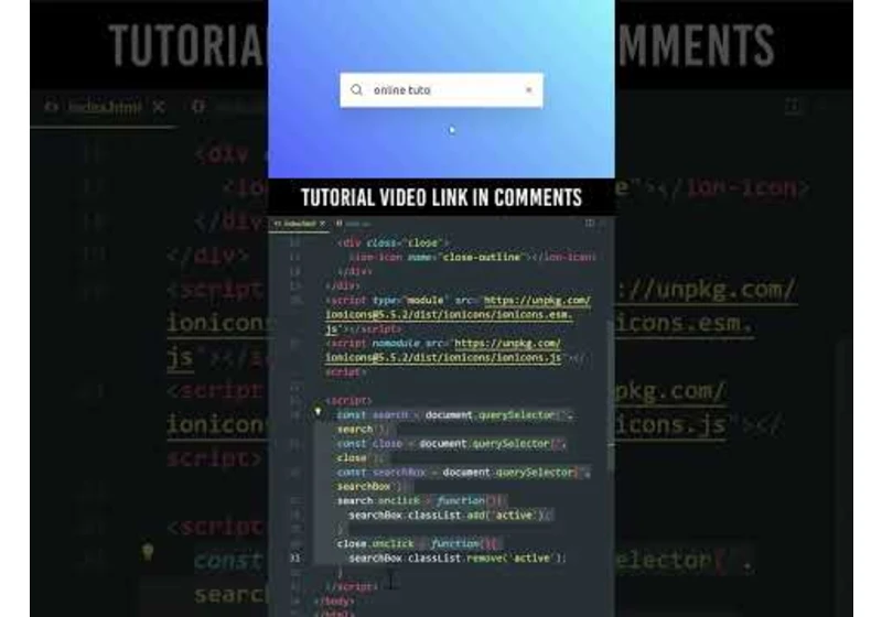 Animated Search Box in HTML & CSS with Icon | Javascript #shorts