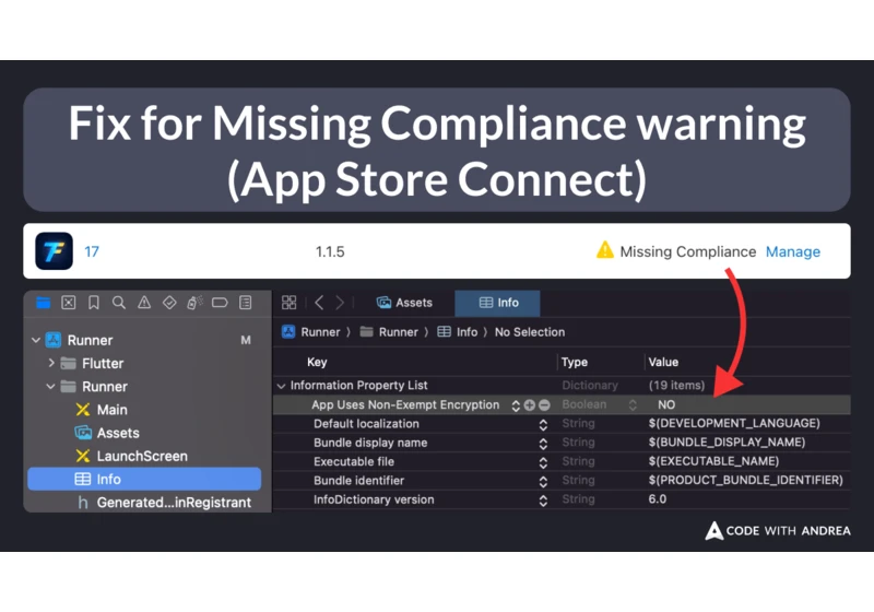 Fix for Missing Compliance Warning in App Store Connect