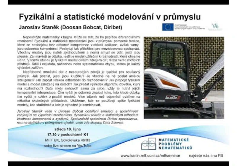 LIVE STREAM | Fyzikální a statistické modelování v průmyslu – J. Staněk [seminář MPN 19. 10. 2022]