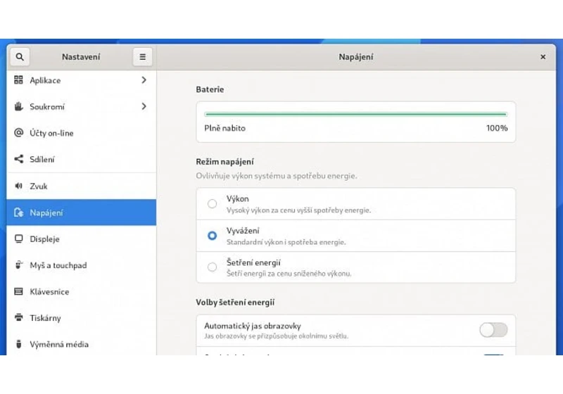 GNOME 41 přichází s profily napájení: ušetřete baterie nebo získejte výkon