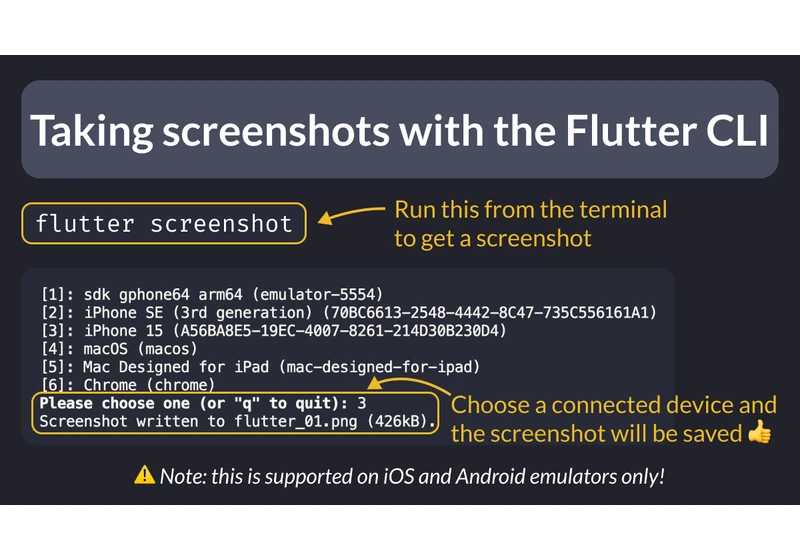 Taking Screenshots with the Flutter CLI