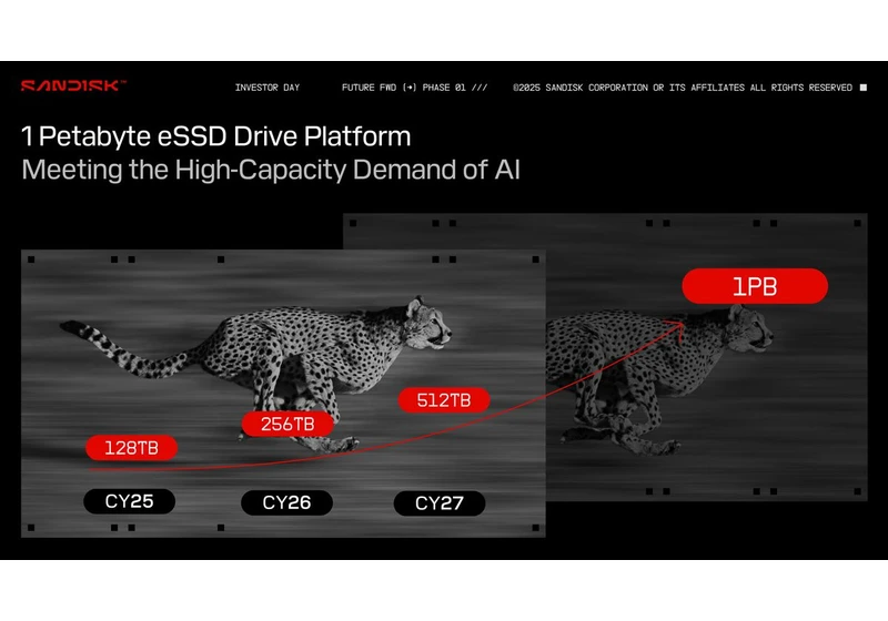  Sandisk puts petabyte SSDs on the roadmap, has yet to reveal release date 