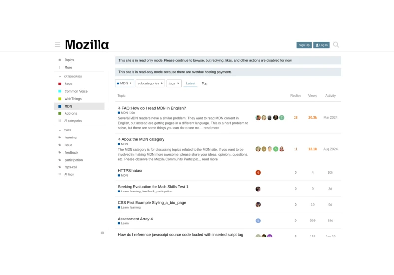 Mozilla site down due to "overdue hosting payments"