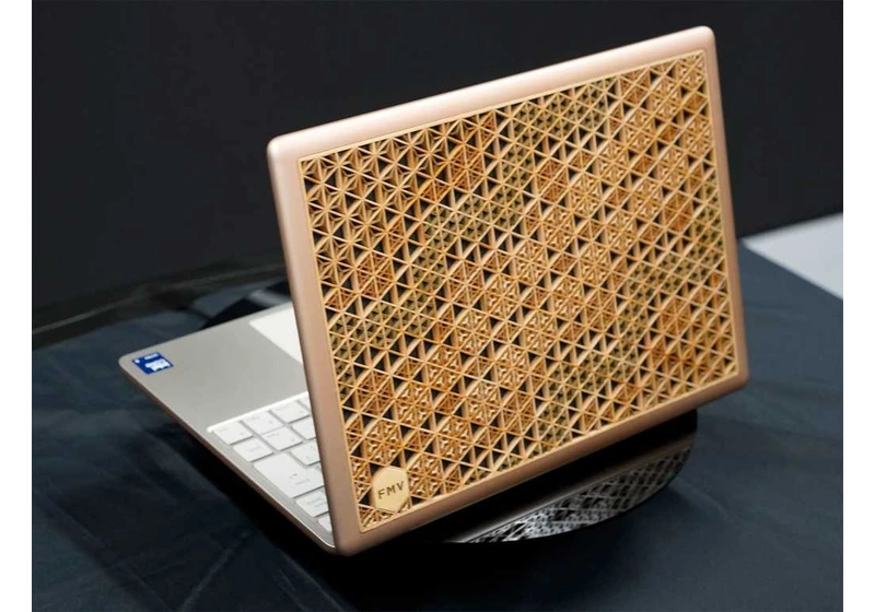 Fujitsu’s custom kumiko wood inlay laptop is one of a kind