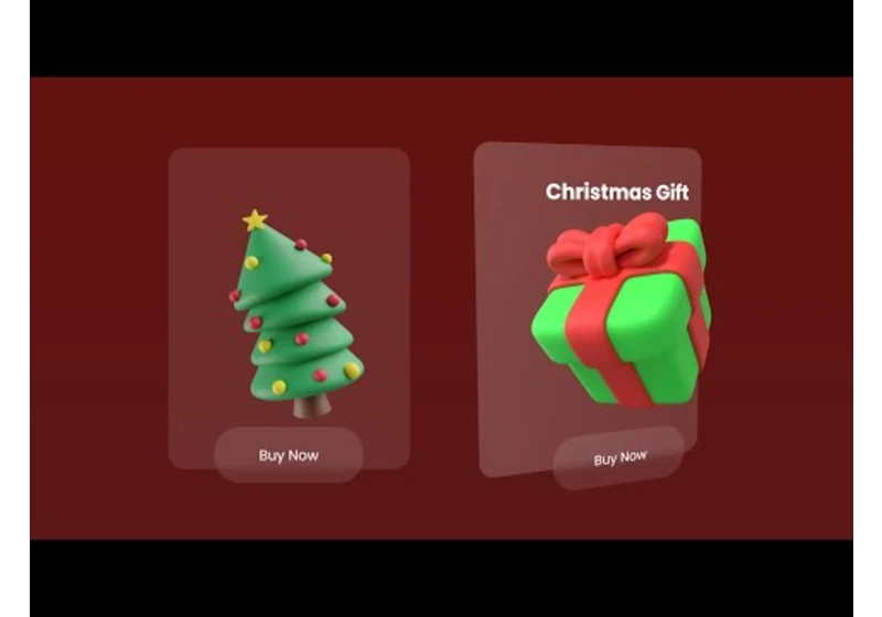 3D Christmas Card Hover Effects | CSS Glassmorphism