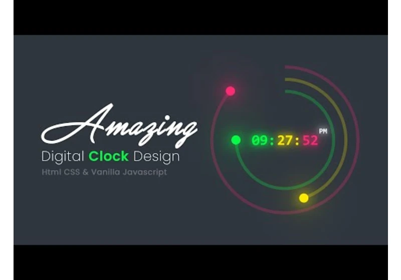 Amazing Working Digital Clock using Html CSS SVG & Javascript 02 | Simple Javascript Projects