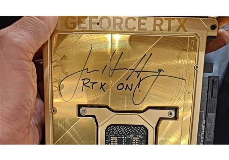  Golden Asus ROG RTX 5090 Astral with Jensen Huang's autograph shown off at GTC 