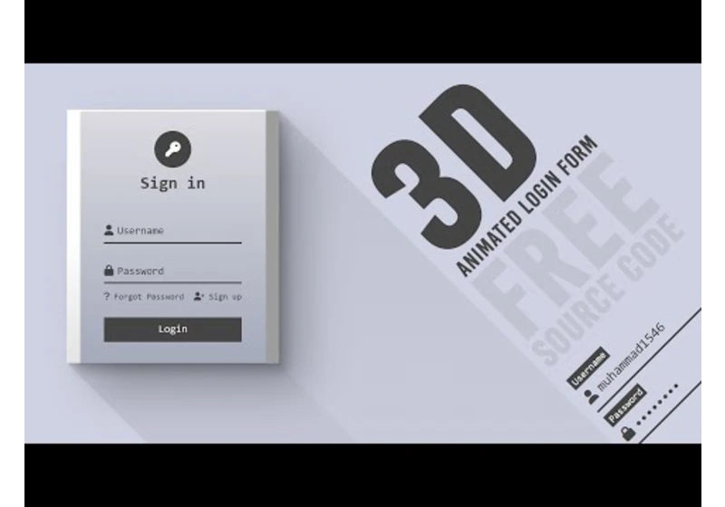 Animated Login Form with Source Code | 3D Login Page using Html CSS