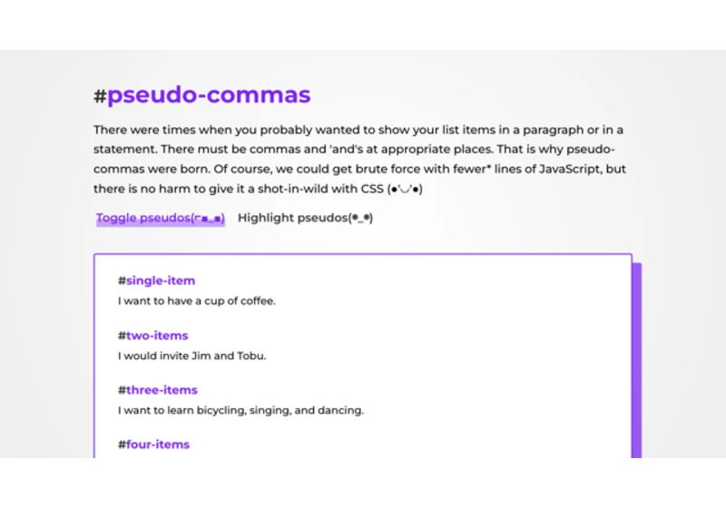 CSS Pseudo Commas